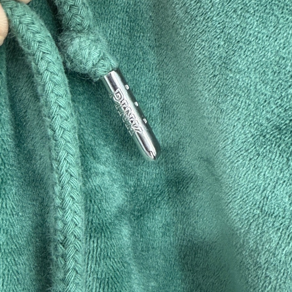 PINK Victoria's Secret Velour Full Zip Hoodie‎ Green Logo L Y2K 2000s Aesthetic - Picture 5 of 8
